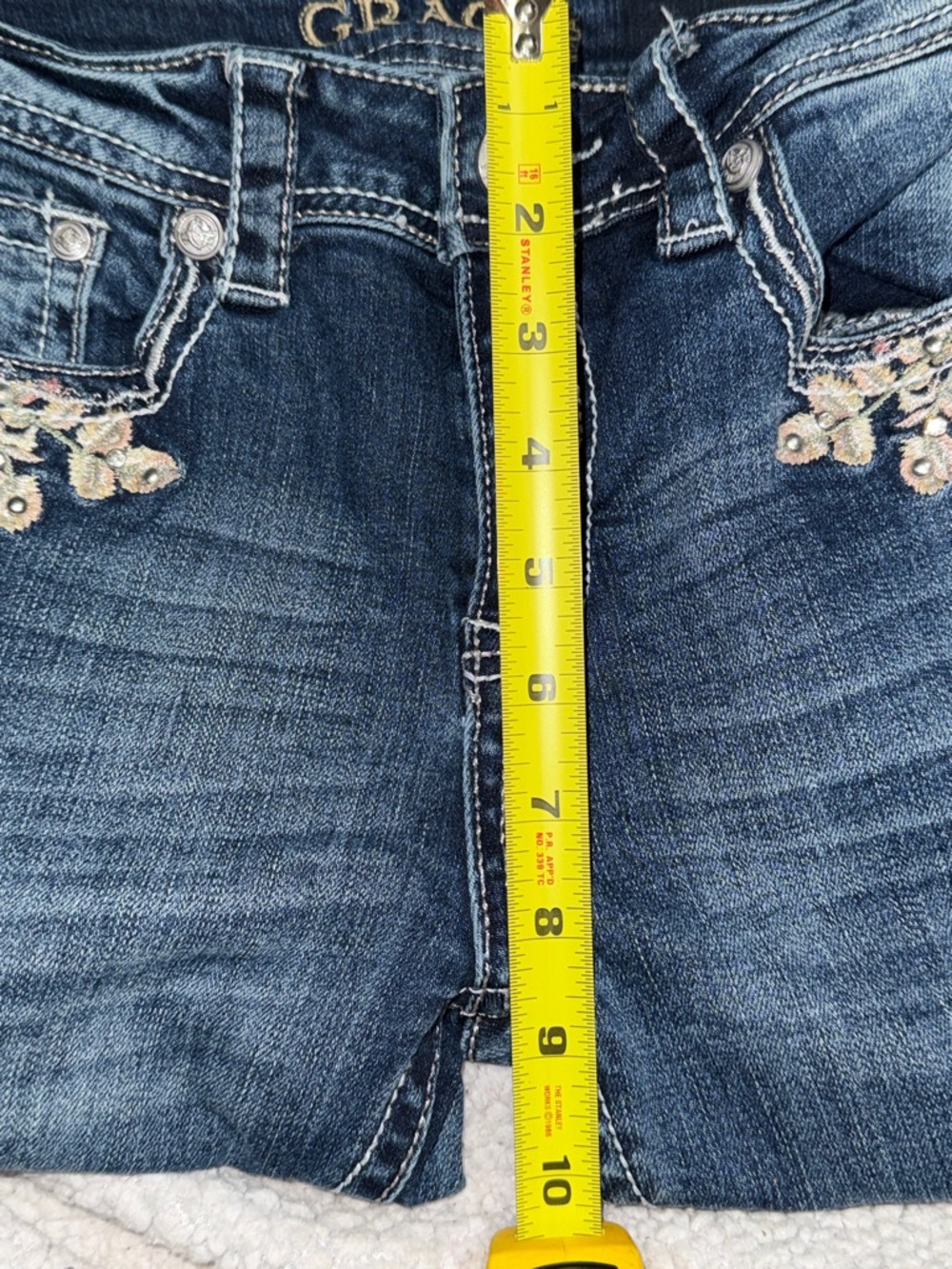 Grace in LA Low Rise Bootcut Jeans 27 Floral Embroidered Western Boho - Picture 4 of 4